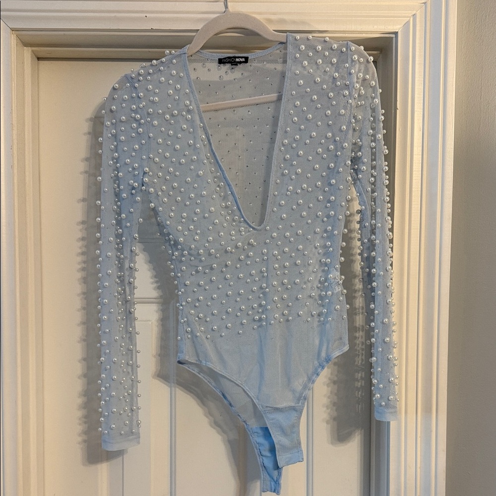 Blue Beaded One Piece